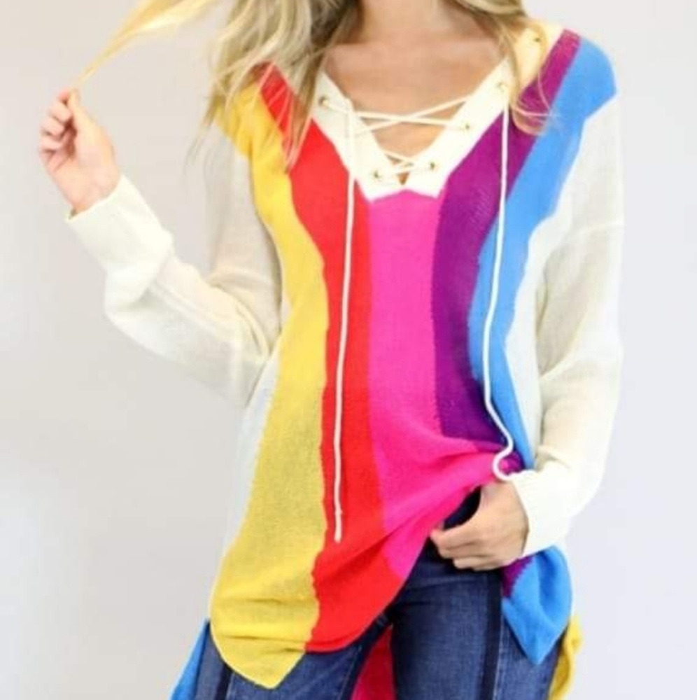 Judith March lace up Sweater
